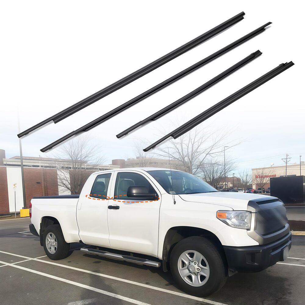 2007-2020 Toyota Tundra Double Cab Window Weatherstrip Molding Trim Seal 4PC